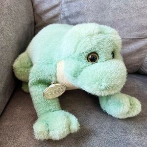 Gund Vintage 1990 10” Croaking Frog Toad Stuffed Animal Rattle Plush Collectible